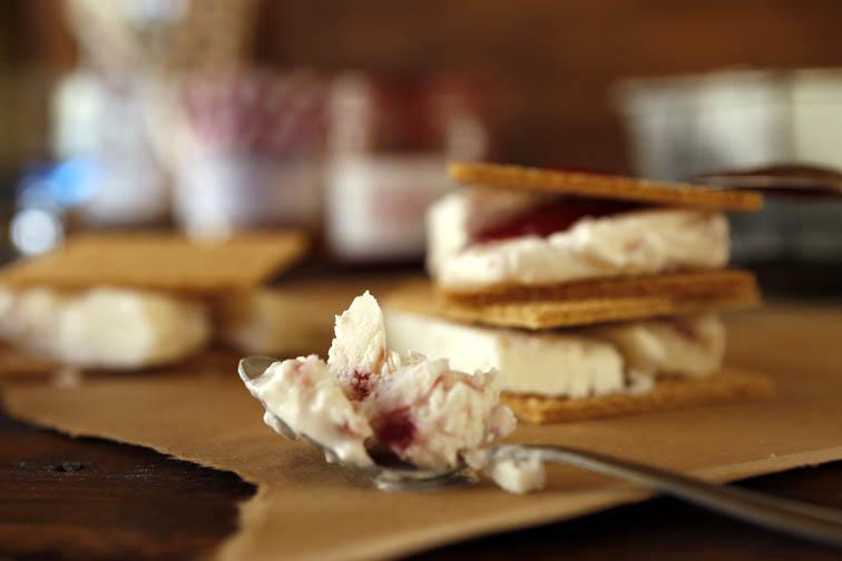 Helado de yogur y mermelada de fresa 36