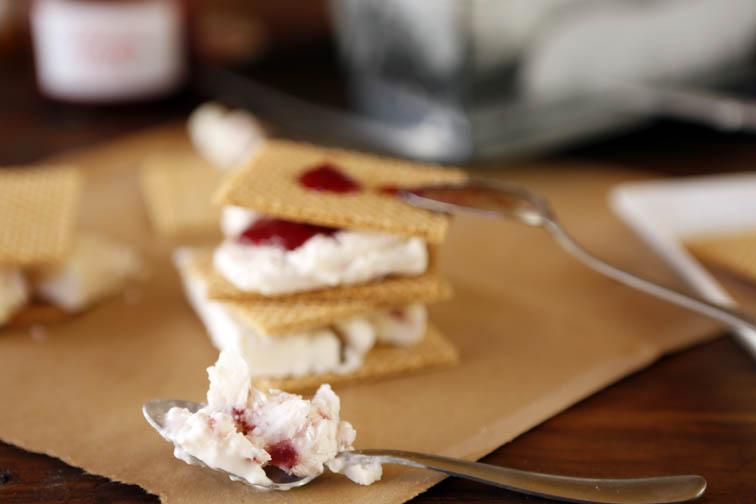 Helado de yogur y mermelada de fresa 33