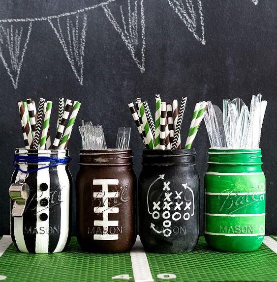 14. Football Party Mason Jars