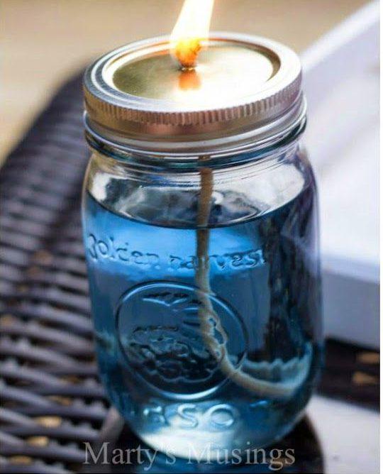 5. Citronella candles made with Mason jars