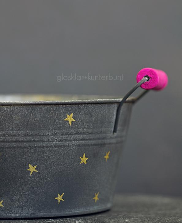 10. Plant pot painted in bright gold yellow and pink