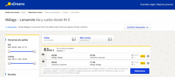 Comprar vuelos baratos Lanzarote