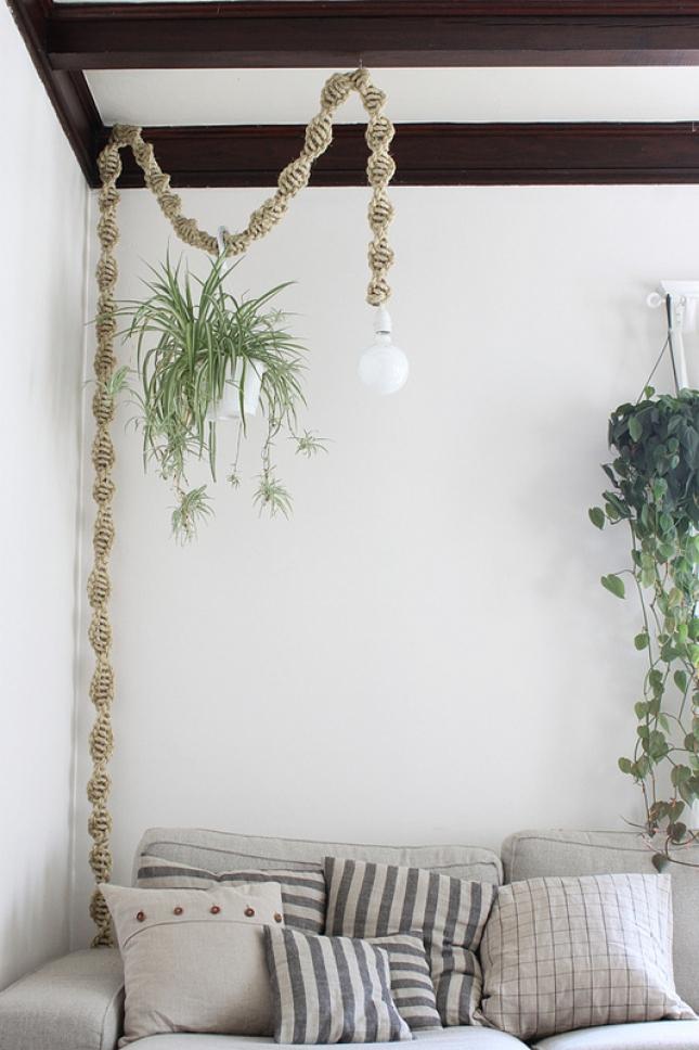Decorar con plantas macramé