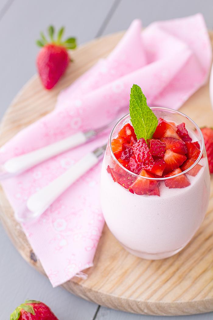 espuma de fresas con queso light