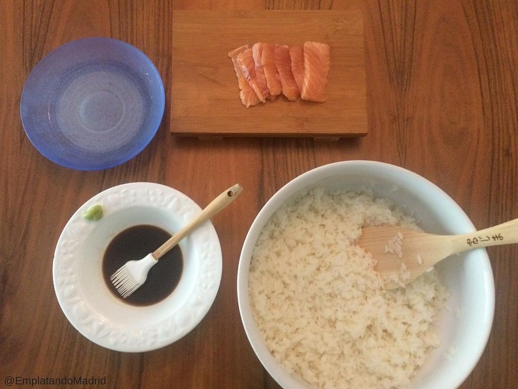 Todo preparado para hacer los Sushi Nigiri