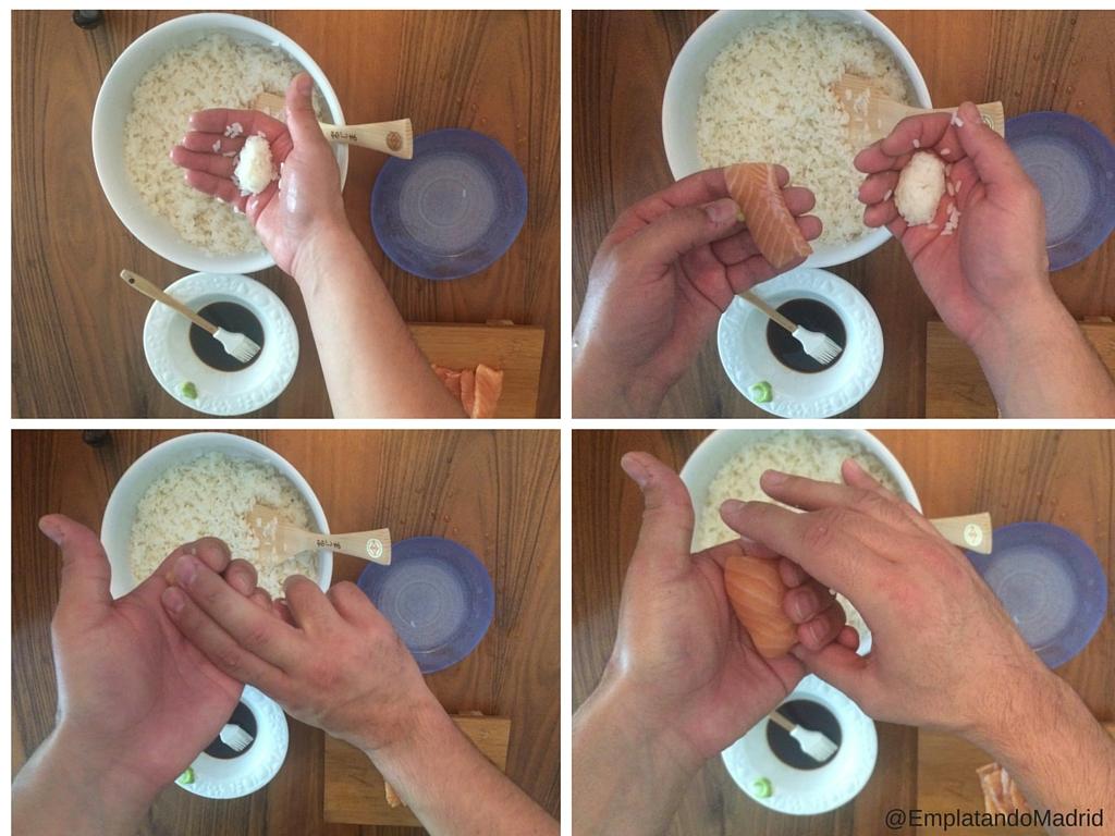 Los cuatro pasos para hacer Sushi Nigiri