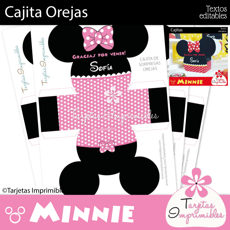 Cajita con Orejas Minnie Mouse rosa