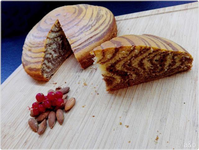 Estupenda porción del bizcocho cebra.