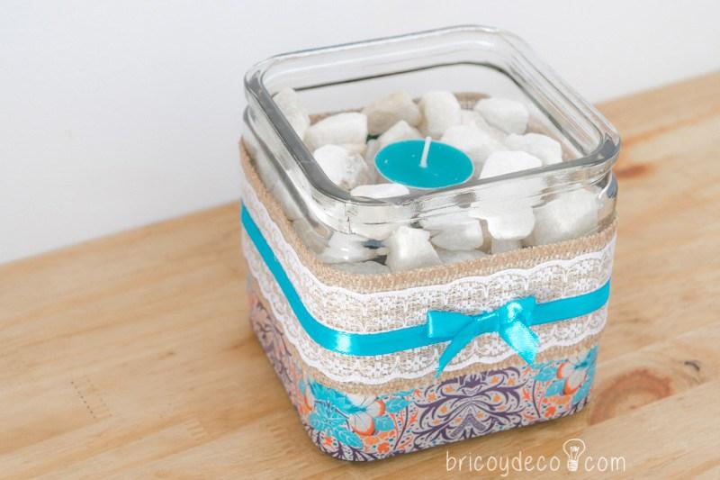decorar tarro de vidrio para centro de mesa 