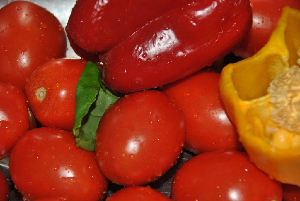 tomates para gazpacho de picotas con toque de albahaca