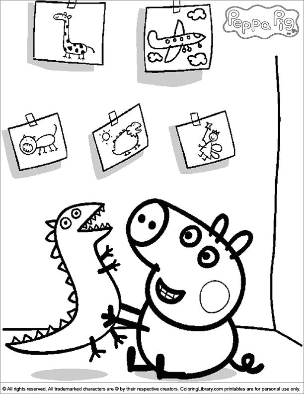 Colorear Peppa Pig con juguetes dinosaurio