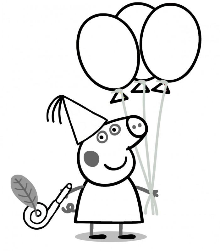 Colorear Peppa Pig cumpleaños