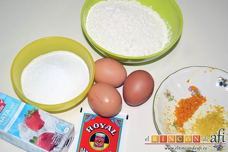 Bizcocho sin aceite ni mantequilla, preparamos los ingredientes