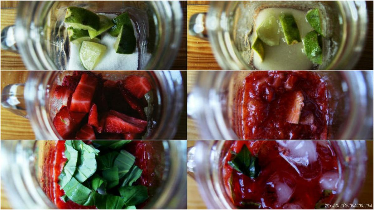 Mojito de fresa y albahaca