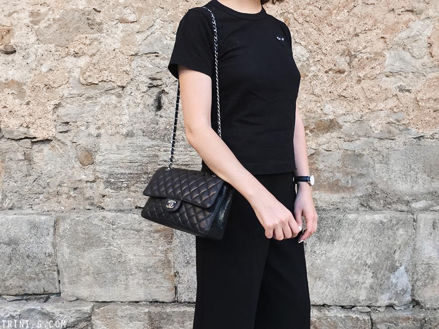 Trini | Comme des Garçons PLAY tshirt Theory culottes