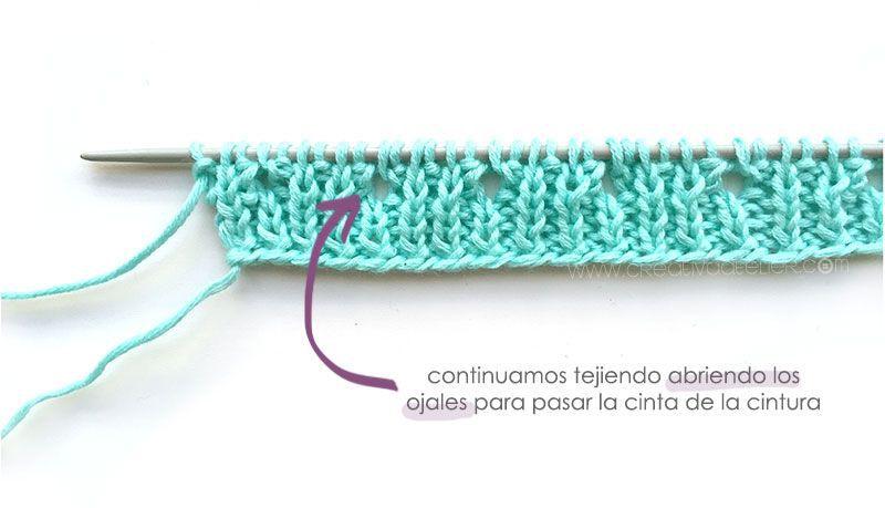 Pantaloncito de punto popcorn a dos agujas - Cubrepañal DIY