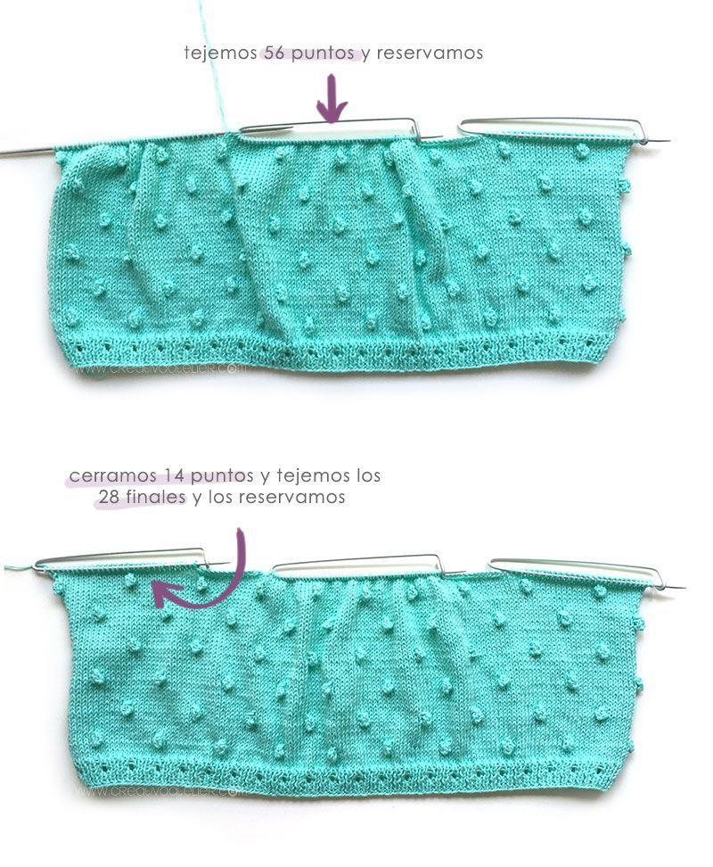 Pantaloncito de punto popcorn a dos agujas - Cubrepañal DIY