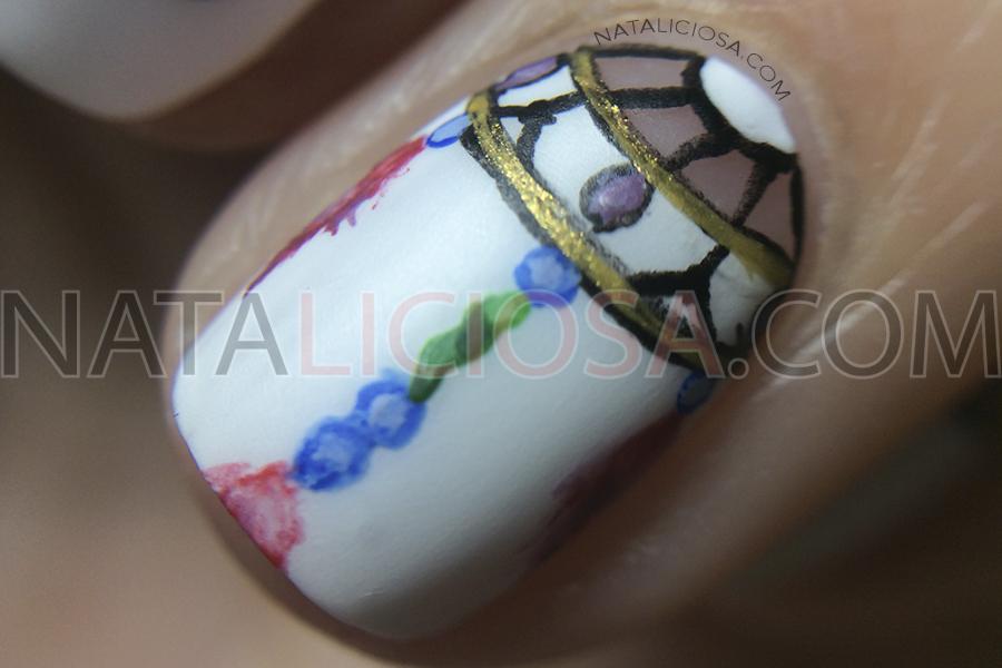 macro freehand dreamcatcher nails