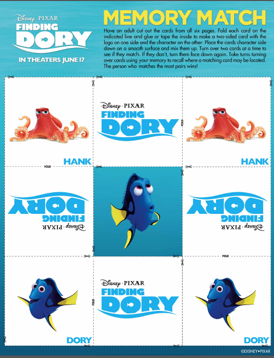 Tarjetas de memoria de Buscando a Dory