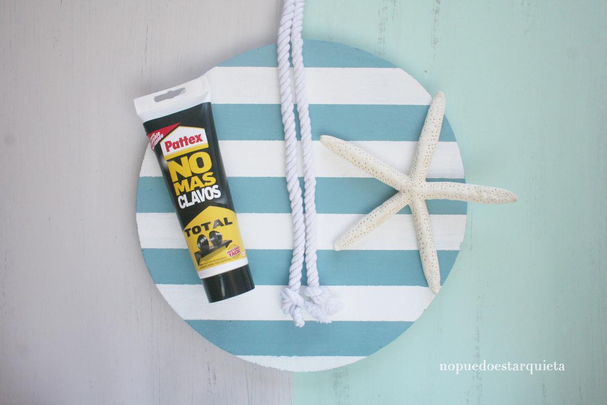 Cartel de madera marinero. Decoración. Inspiración marinera. Chalk paint. Estrella de mar. Nudos marineros.