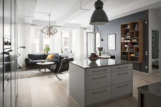 cocina abierta gris