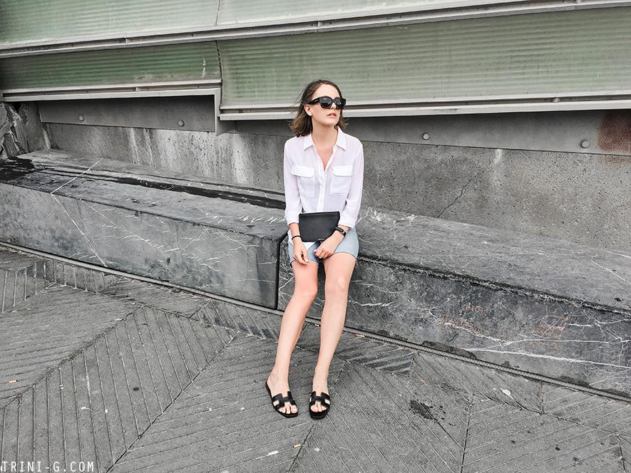 Trini | Equipment signature shirt Hermes Oran sandals