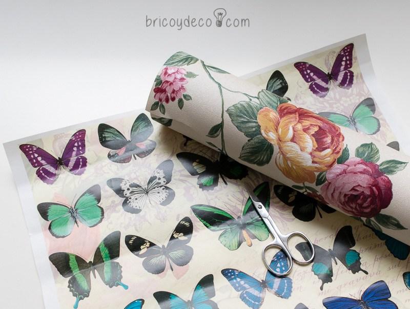 papel para decorar estantería con cajas de fruta