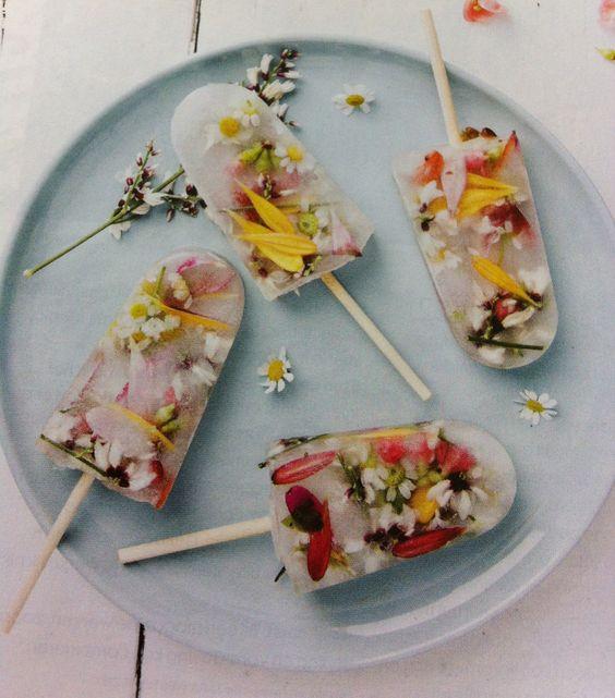 gorgeous popsicles made with edible flowers and herbs: 