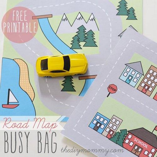 40+ DIY Travel Activities - Road Map Busy Bag
