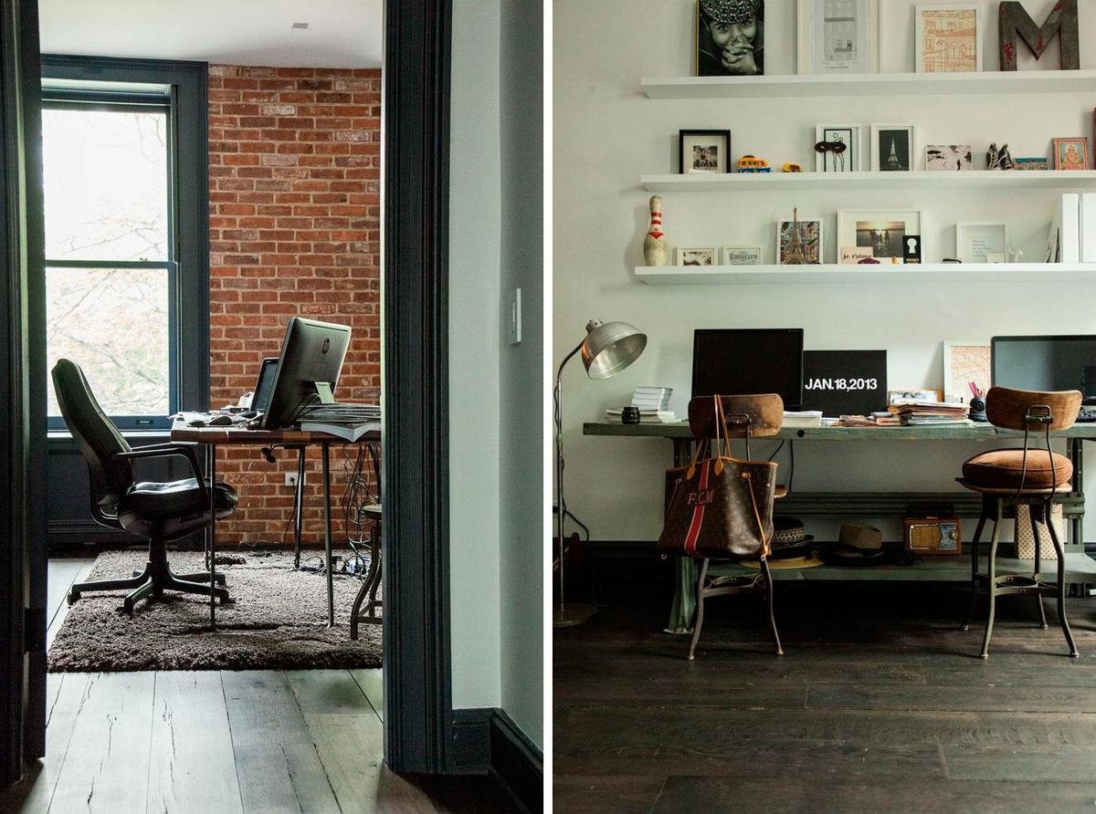 Sillas de trabajo vintage con mesa de trabajo recuperada