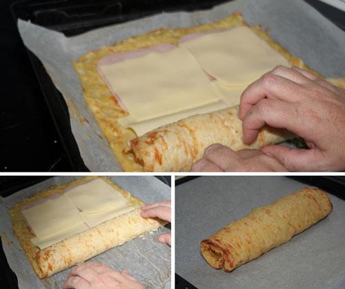 enrollar-el-Rollo-Salado-de-Jamón-y-Queso