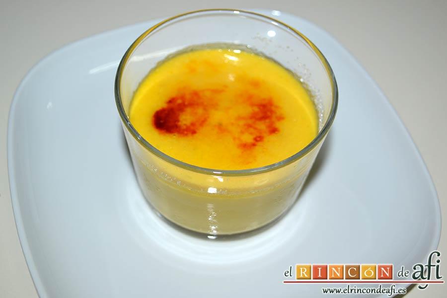 Crema de mango caramelizada, sugerencia de presentación
