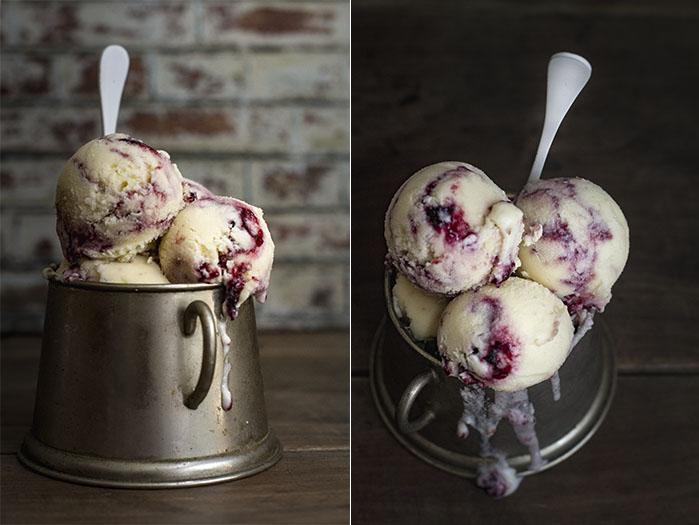 helado de yogur y picota del jerte