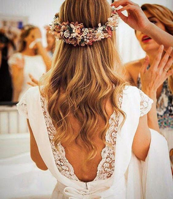 Tocado novia flores