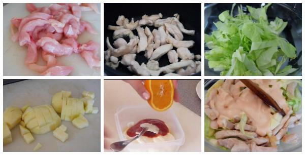 ensalada-de-manzana-y-pollo elaboración