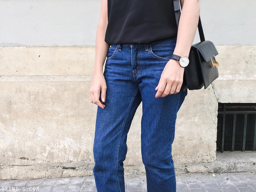 Trini | Tibi camisole Levis frayed jeans Hermes Oran sandals