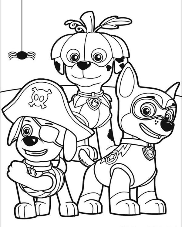 halloween patrulla canina para colorear