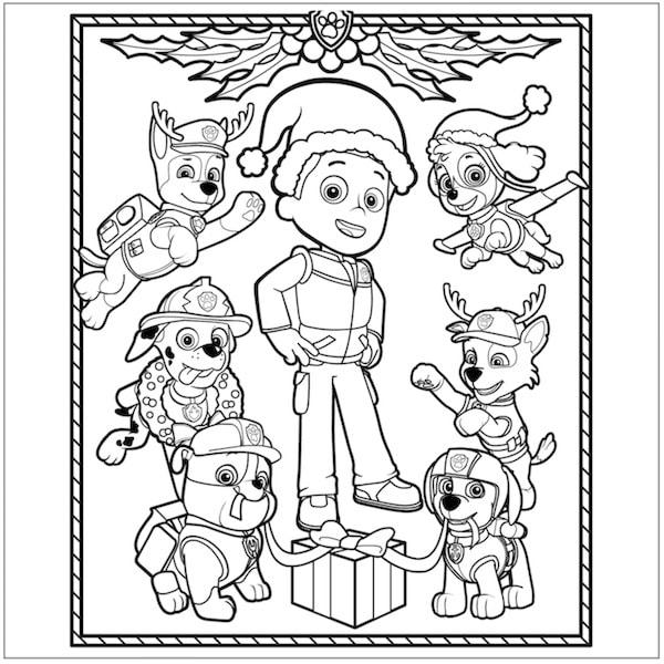 navidad patrulla canina para colorear
