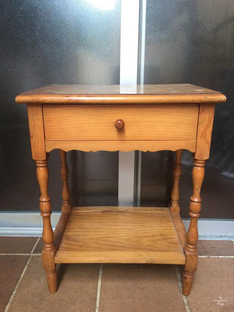Transform furniture with decoupage and milk paint - A before shot of a nightstand