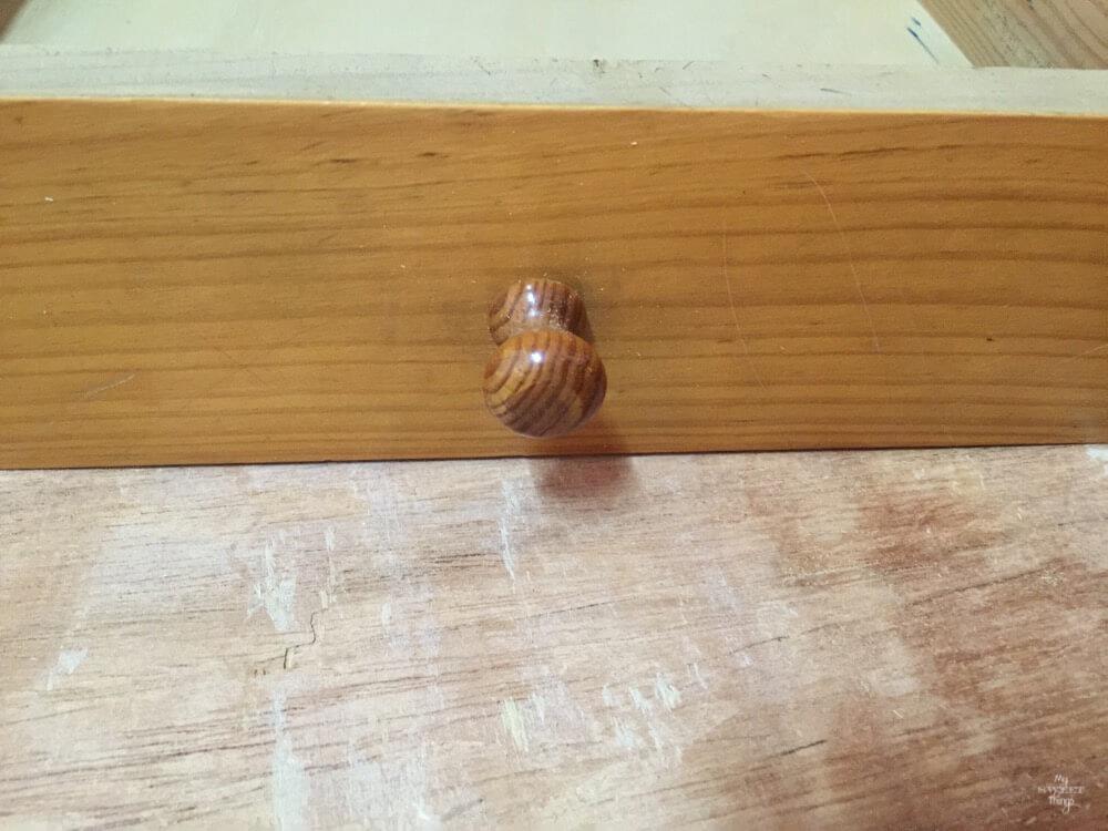 Transform furniture with decoupage and milk paint - Front drawer with wooden knob