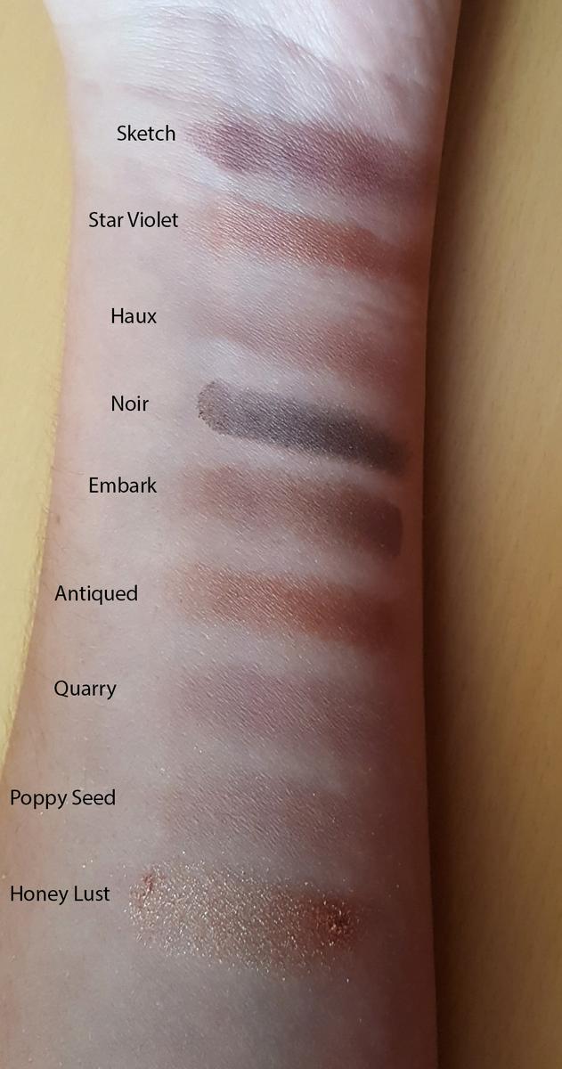 Swatch Burgundy times nine mac sombras pigmentación colores