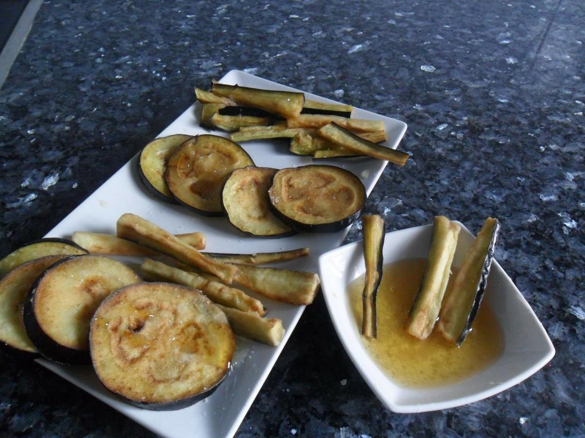 Berenjenas fritas con miel 
