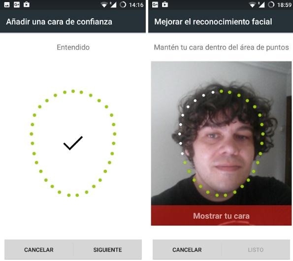 Desbloquear android reconocimiento facial configurar calibrar ajustar establecer smart lock por la cara