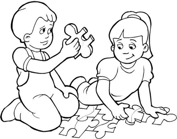 puzzle niños para colorear