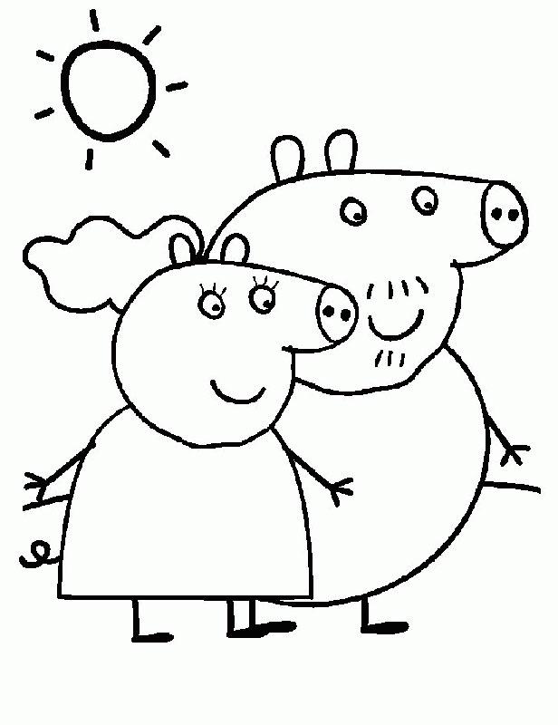 mama y papa pig para colorear
