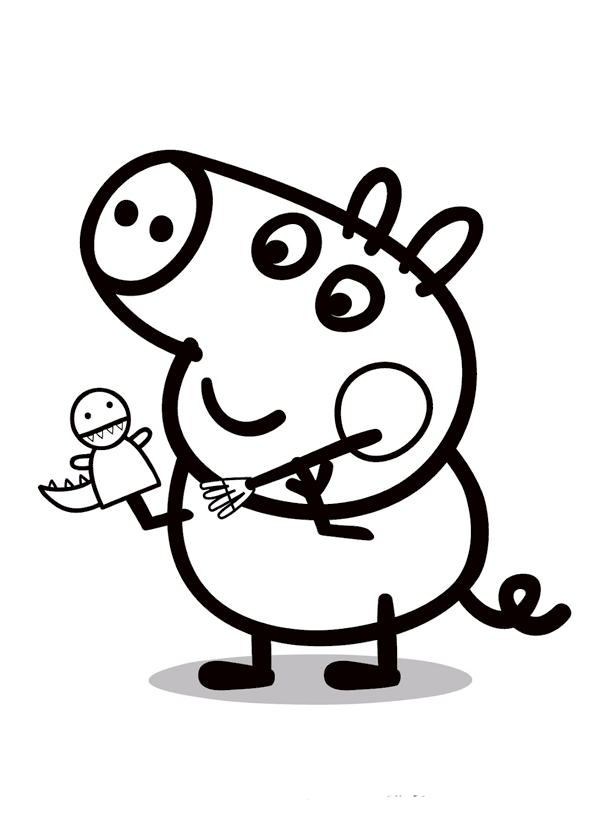 peppa con su dinosaurio para colorear