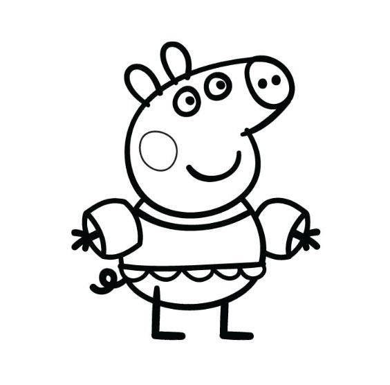 Peppa Pig Para Colorear con bañador