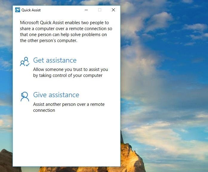 Quick Assist programa captura de escritorio remoto PC conexión remota controlar equipo Windows 10 aplicación