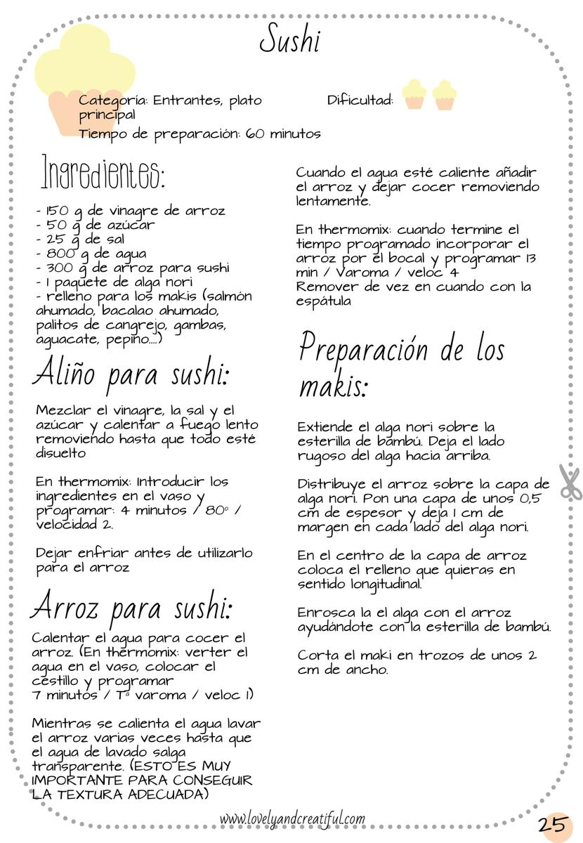 Receta de makisushi - coleccionable lovely and creatiful