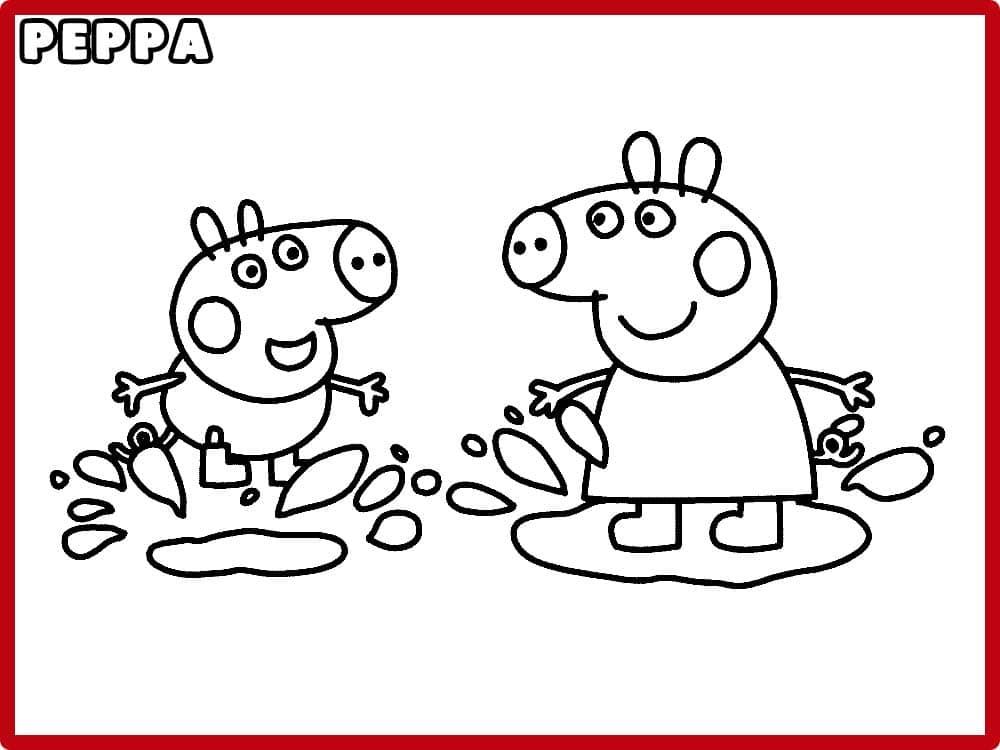 peppa pig jugando para colorear